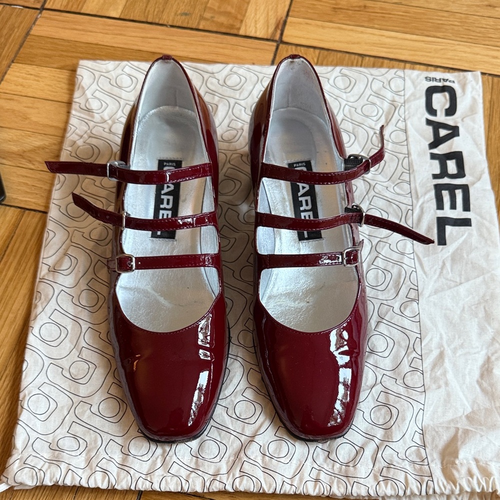Carel Burgundy Patent Mary Janes